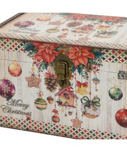 Baule Natalizio Decorativo - Effetto Vintage - 46x28x26 cm