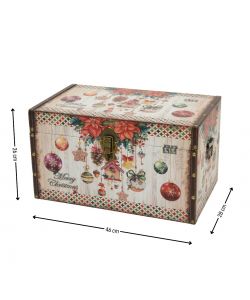 Baule Natalizio Decorativo - Effetto Vintage - 46x28x26 cm