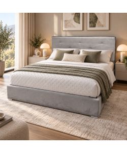 Domo Mea Letto Matrimoniale Light Grey Vellutato - 160x202 cm
