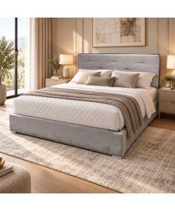 Domo Mea Letto Matrimoniale Light Grey Vellutato - 160x202 cm