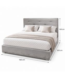 Domo Mea Letto Matrimoniale Light Grey Vellutato - 160x202 cm