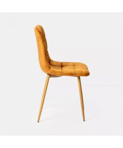 Domo Mea Sedia Dining in Velluto Senape - Acciaio e Finitura Legno