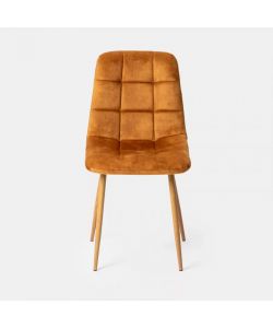 Domo Mea Sedia Dining in Velluto Senape - Acciaio e Finitura Legno