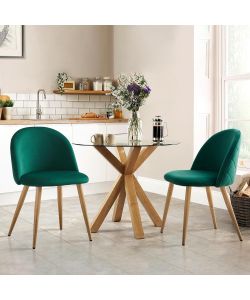 Domo Mea Sedia da Soggiorno in Velluto Verde - Design Trapuntato