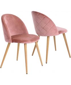Domo Mea Sedia da Soggiorno in Velluto Rosa - Acciaio e Finitura Legno