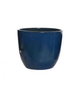 Kaemingk Vaso Esterno Terracotta Smaltato - Blu Intenso - 35x32,5 cm
