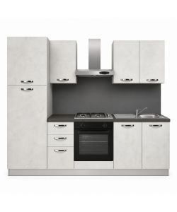 Cucina lineare 255 cm Stone Bianco con elettrodomestici Beko Norah
