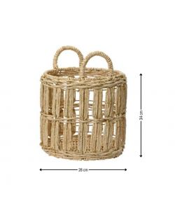 Cesta Tonda con Manici - Colore Naturale - Piccola - 28x34 cm