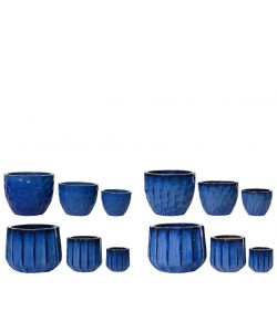 Vaso in terracotta smaltata blu medio