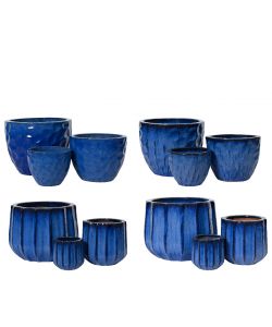 Vaso in terracotta smaltata blu piccolo