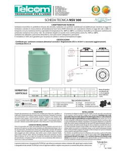 Serbatoio verticale in polietilene per riserva acqua NSV 300 Litri - Altezza 97cm