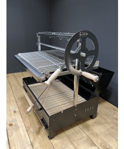 B&B Artigianato Italiano Design Gualdo Tadino - Parrilla argentina professionale in acciaio inox e al carbonio con griglia a saliscendi - Parrilla Big Nero