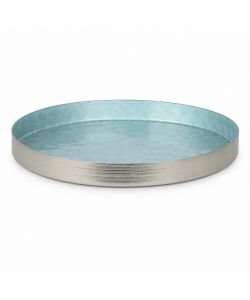 Kaemingk  Vassoio decorativo tondo Azzurro 29,5x3 cm con rilievo floreale