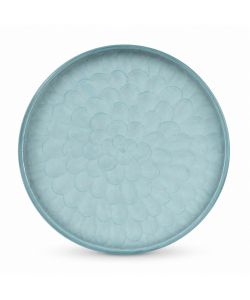 Kaemingk Vassoio in Metallo Azzurro 20x2 cm Decorativo Floreale per Interni