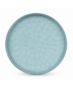 Kaemingk Vassoio in Metallo Azzurro 20x2 cm Decorativo Floreale per Interni