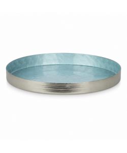 Kaemingk Vassoio in Metallo Azzurro 20x2 cm Decorativo Floreale per Interni