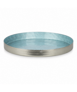 Kaemingk Vassoio in Metallo Azzurro 20x2 cm Decorativo Floreale per Interni