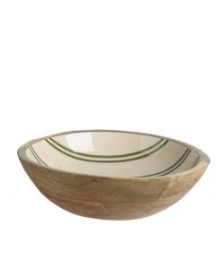 Ciotola in Legno di Mango Verde e Beige 24x6,5 cm