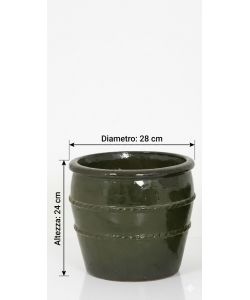 Vaso Lucia Terracotta Cilindrico Verde 28 cm per Piante Interno/Esterno