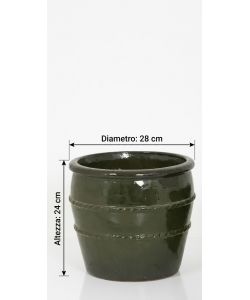 Vaso Lucia Terracotta Cilindrico Verde 28 cm per Piante Interno/Esterno