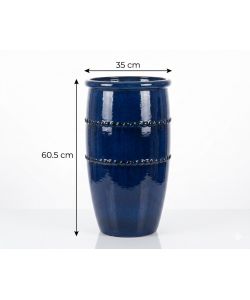 Vaso Lucia Terracotta Cilindrico Blu 35 cm per Piante Indoor/Outdoor