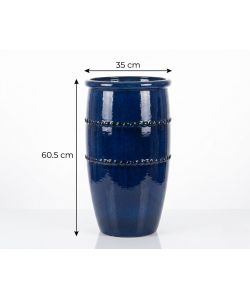 Vaso Lucia Terracotta Cilindrico Blu 35 cm per Piante Indoor/Outdoor