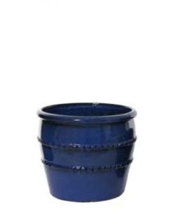 Vaso Lucia per Piante Cilindrico Blu 37 cm in Terracotta Smaltata Blu