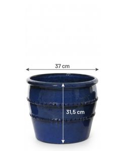 Vaso Lucia per Piante Cilindrico Blu 37 cm in Terracotta Smaltata Blu
