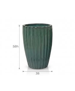 Vaso Audrey  per Piante Cilindrico Blu 38x58 cm in Terracotta Smaltata
