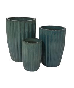 Vaso Audrey per piante Cilindrico Blu 29x44 cm in Terracotta Smaltata