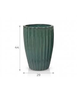 Vaso Audrey per piante Cilindrico Blu 29x44 cm in Terracotta Smaltata