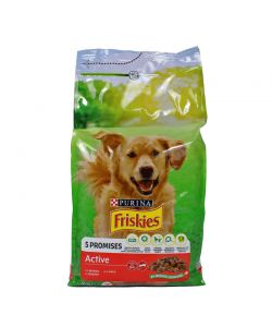 Friskies Cibo Secco Cane Active 4 kg Ricco in Carni Completo Bianco