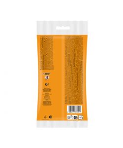 BIC Rasoio Usa e Getta Arancione Sensitive 3 Lame - Confezione da 6 pz