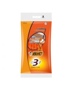 BIC Rasoio Usa e Getta Arancione Sensitive 3 Lame - Confezione da 6 pz