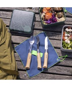 Opinel Set Picnic Coltello Manico Faggio Inserti Forchetta, Cucchiaio