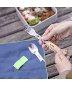 Opinel Set Picnic Coltello Manico Faggio Inserti Forchetta, Cucchiaio