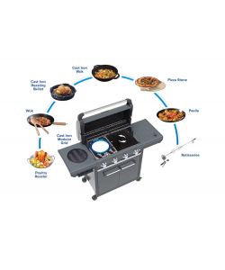 Campingaz 4 Series BBQ Onyx S Dualgas - Barbecue a gas nero 4 bruciatori 135 cm