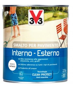 V33 Smalto Pavimenti Bianco Satinato 2,5 l - Vernice Resistente Interno/Esterno