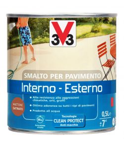 V33 Smalto Pavimenti Mattone Satinato 500 ml - Vernice Resistente e Lavabile