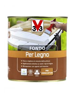 V33 Fondo per Legno Bianco 500 ml - Primer All'Acqua per Verniciatura