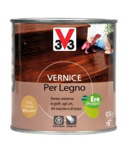 V33 Vernice per Legno Noce Chiaro 500 ml - Finitura Brillante Interna