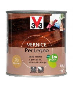 V33 Vernice per Legno Noce Medio 500 ml - Finitura Brillante, Interni