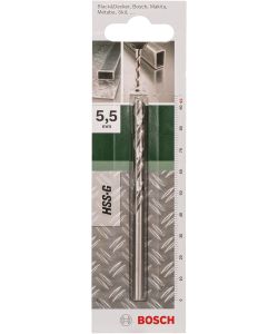 Bosch Punta per Metallo HSS-G 5.5mm Argento 93mm con Gambo Cilindrico