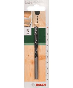 Bosch Punta Elicoidale per Legno 6mm x 55mm x 92mm Nero Ossidato