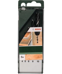 Bosch Set 5 Punte per Legno HSS 10mm Finitura Nero Ossidato