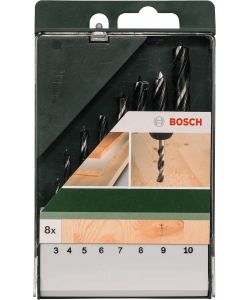 Bosch Set 8 Punte Legno 3-10 mm Punta a Spirale Gambo Cilindrico