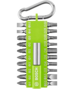 Bosch Set di punte per cacciavite 21 pezzi con moschettone verde chiaro