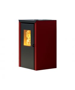 Invicta Stufa a Pellet Ventilata Bassano Rosso 4,5 kW - 46x46x82 cm