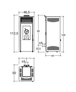 Invicta Stufa a Pellet Nola 10 Plus - Rosso - 46,5x50x112,5 cm