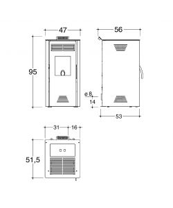 Invicta Stufa a Pellet Adrano 7 Plus - Rossa - 47x56x95 cm - 8,2 kW